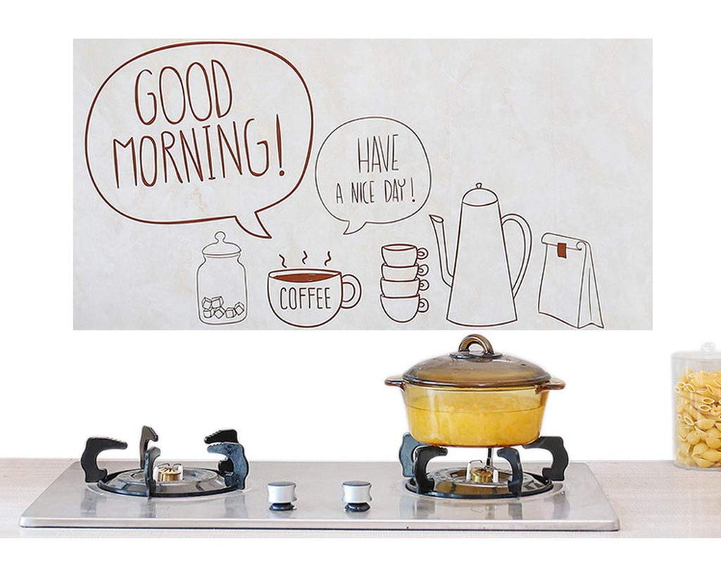 VPbao Good Morning Coffee Tile Wall Paper Sticker - Wall Decal for Kitchens Art Decor Exhaust Fat Oil Proof Stickers