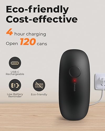 Miniatura 2 de Canslab Abrelatas eléctrico recargable para cocina para personas mayores con artritis, abrelatas automático con batería USB para cualquier tamaño de