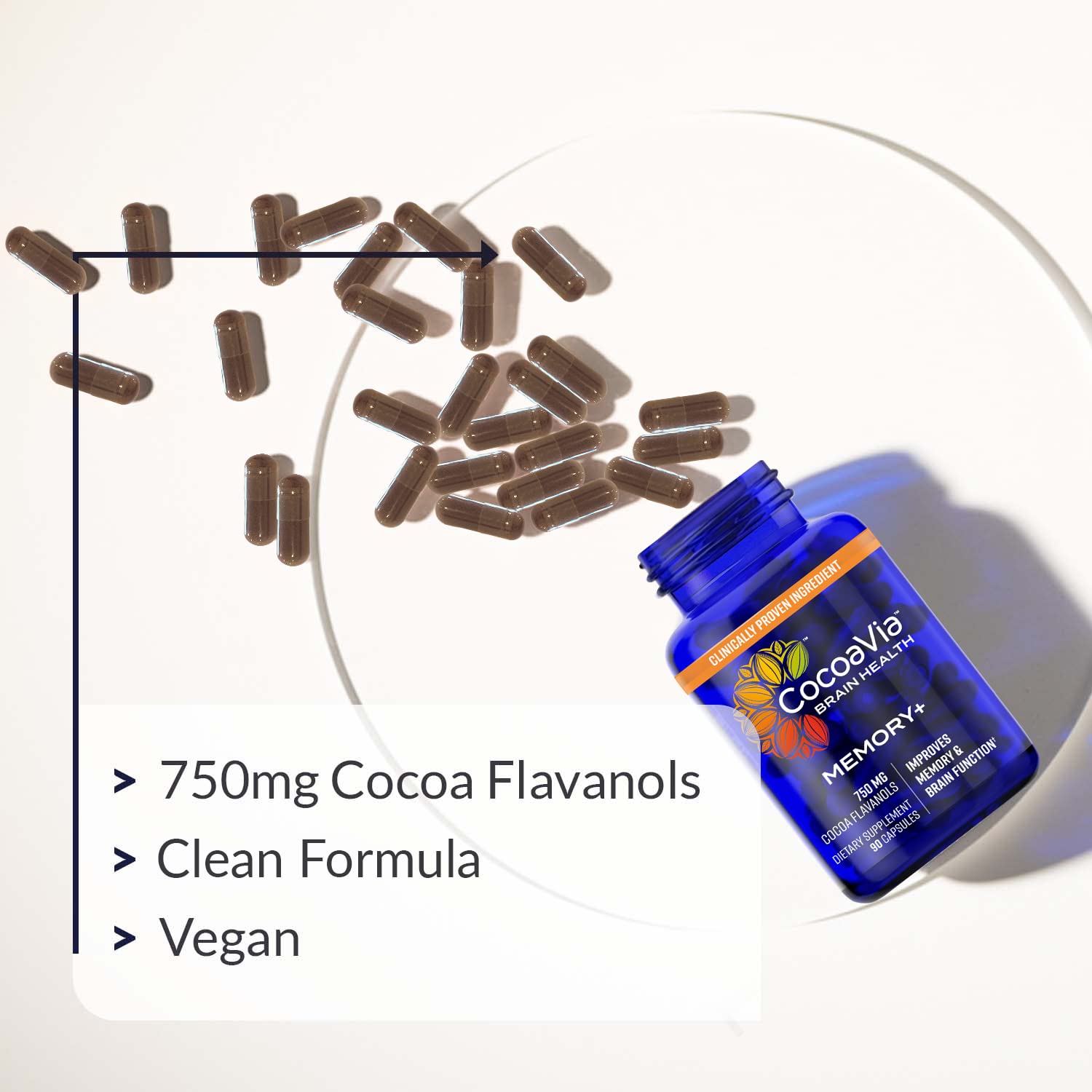 CocoaVia Memory+ Brain Supplement, Clinically Proven Memory and Brain