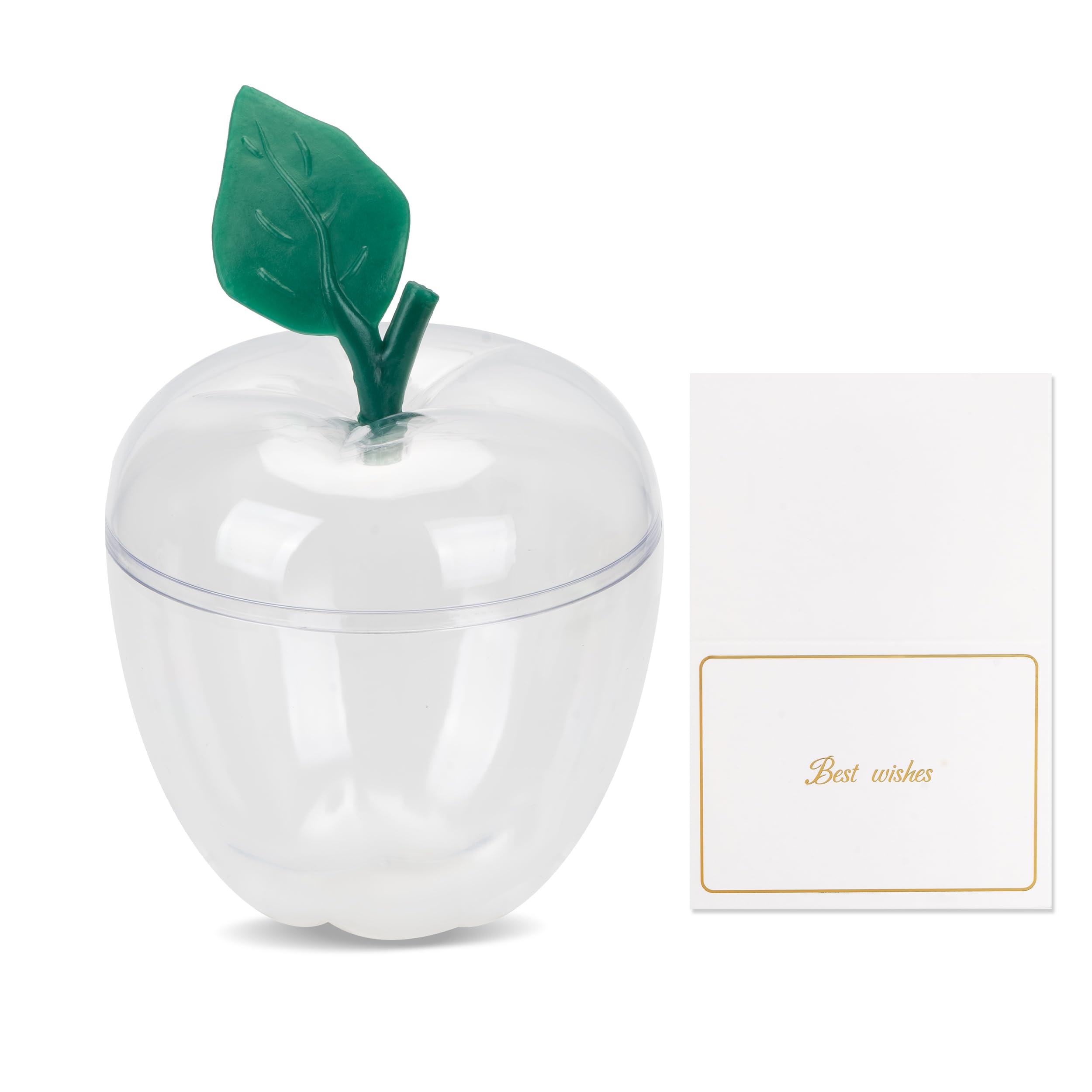TIEYIPIN Large Apple Container with Blank Cards, Plastic Apple Shaped Gift Box Candy Jar, Back to School Teacher Appreciation Gift, Wedding Party