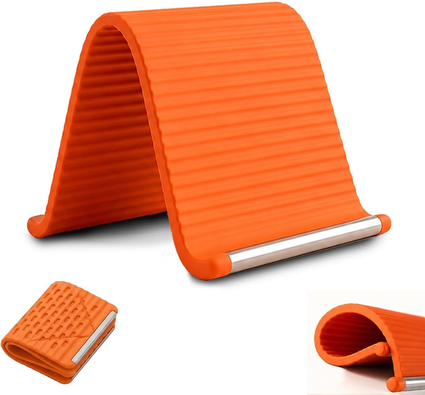 Flexible Silicone Phone Stand, Foldable Rollable Mobile Holder with Aluminum Core, Multi-Angle Adjustable Desk Stand for Phone, Tablet, iPad, Laptop, Travel-Ready-image-47
