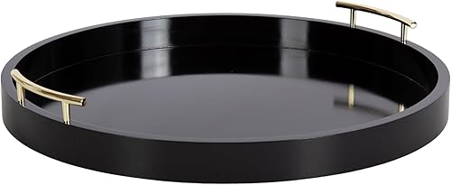 Miniatura 13 de Kate and Laurel Lipton - Bandeja redonda moderna, 15.5 pulgadas de diámetro, color blanco y plateado, bandeja decorativa para almacenamiento y