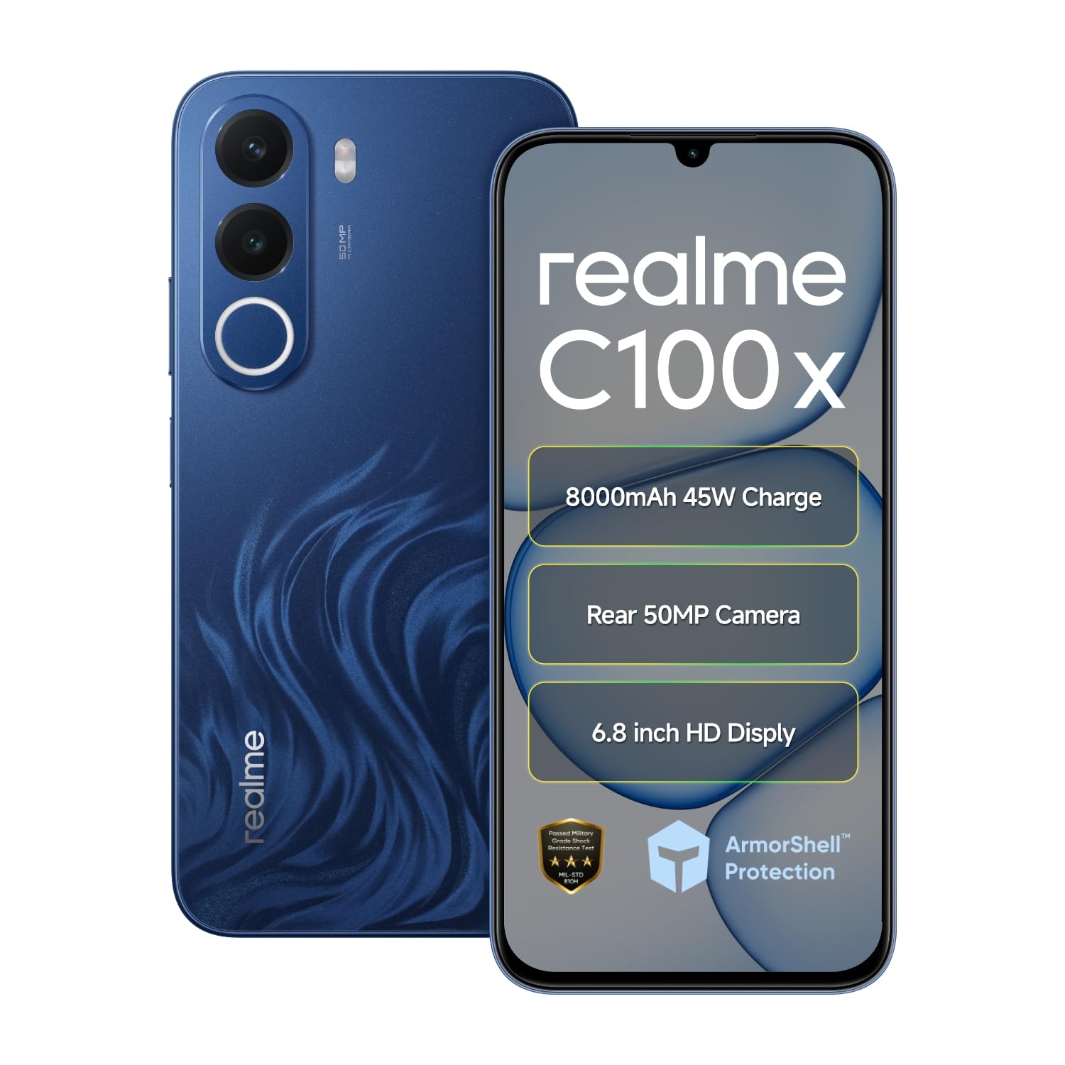 realme C100X Smartphone 8000mAh Titan Battery 45W Fast Charge 6.8 inch 120Hz Display 4GB RAM 64GB ROM IP64 Waterproof 50MP Rear Camera Support Bluetooth WiFi GPS Deepblue Tides-image-31