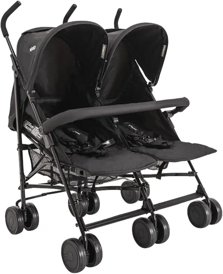 Carrinho de Bebe para Gemeos Kiddo Youme II Guarda Chuva Preto