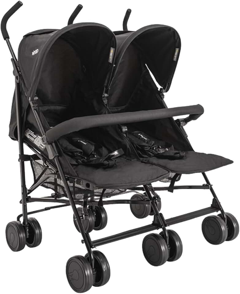 Carrinho de Bebe para Gemeos Kiddo Youme II Guarda Chuva Preto