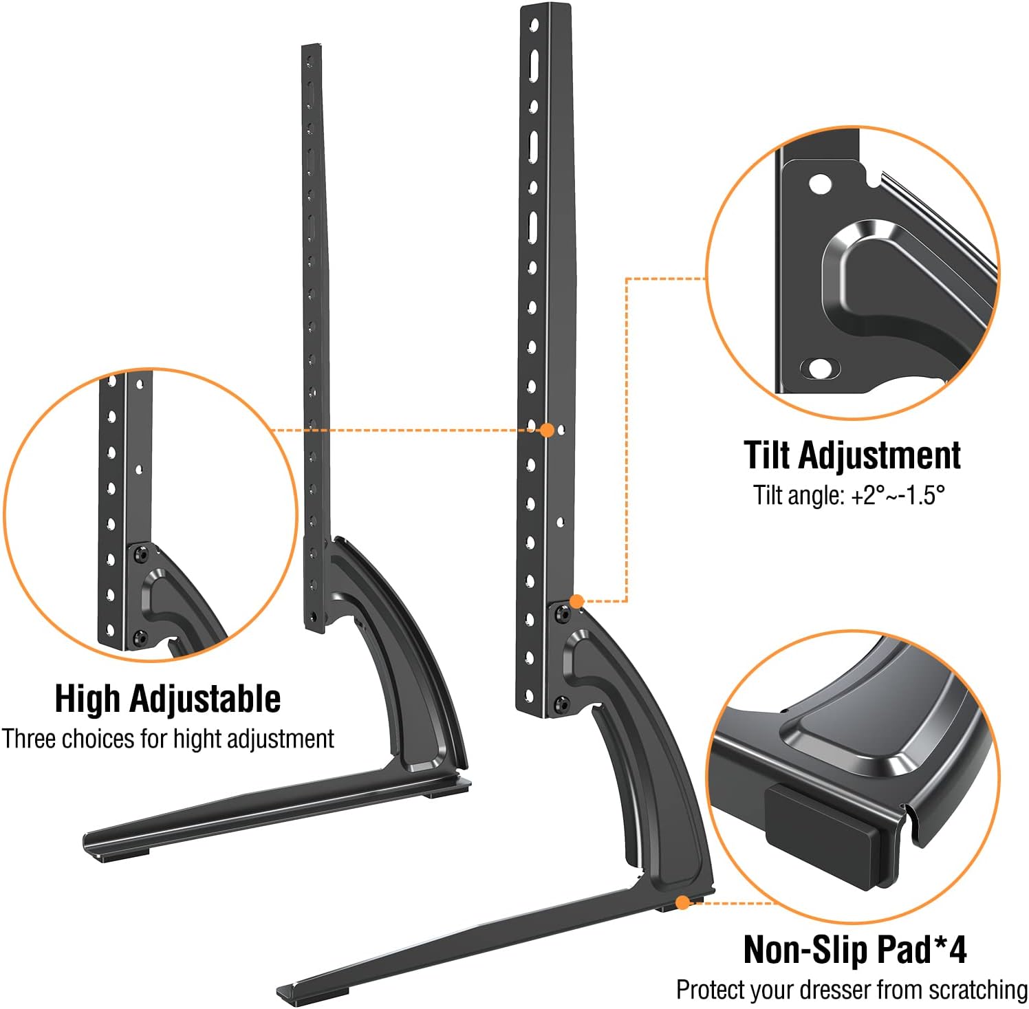 ELIVED Table Top TV Stand for Most 27-55 inch TVs Height Adjustable Holds 88lbs VESA up to 800x400mm, Plus TV Mounting Hardware Kit M4 M5 M6 M8 Screws, Washers, Spacers