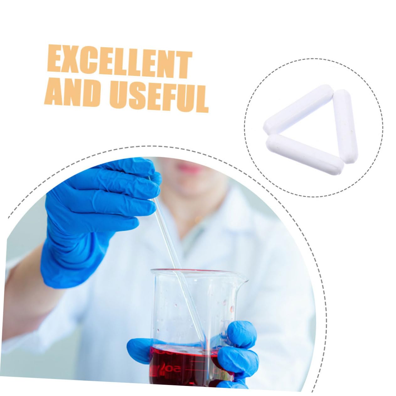 Barra di Agitazione Magnetica Ptfe Bianco 16 Pezzi per Laboratorio | Riduce L’attrito, per Agitare Liquidi, Uso in Esperimenti e Operazioni di Laboratorio