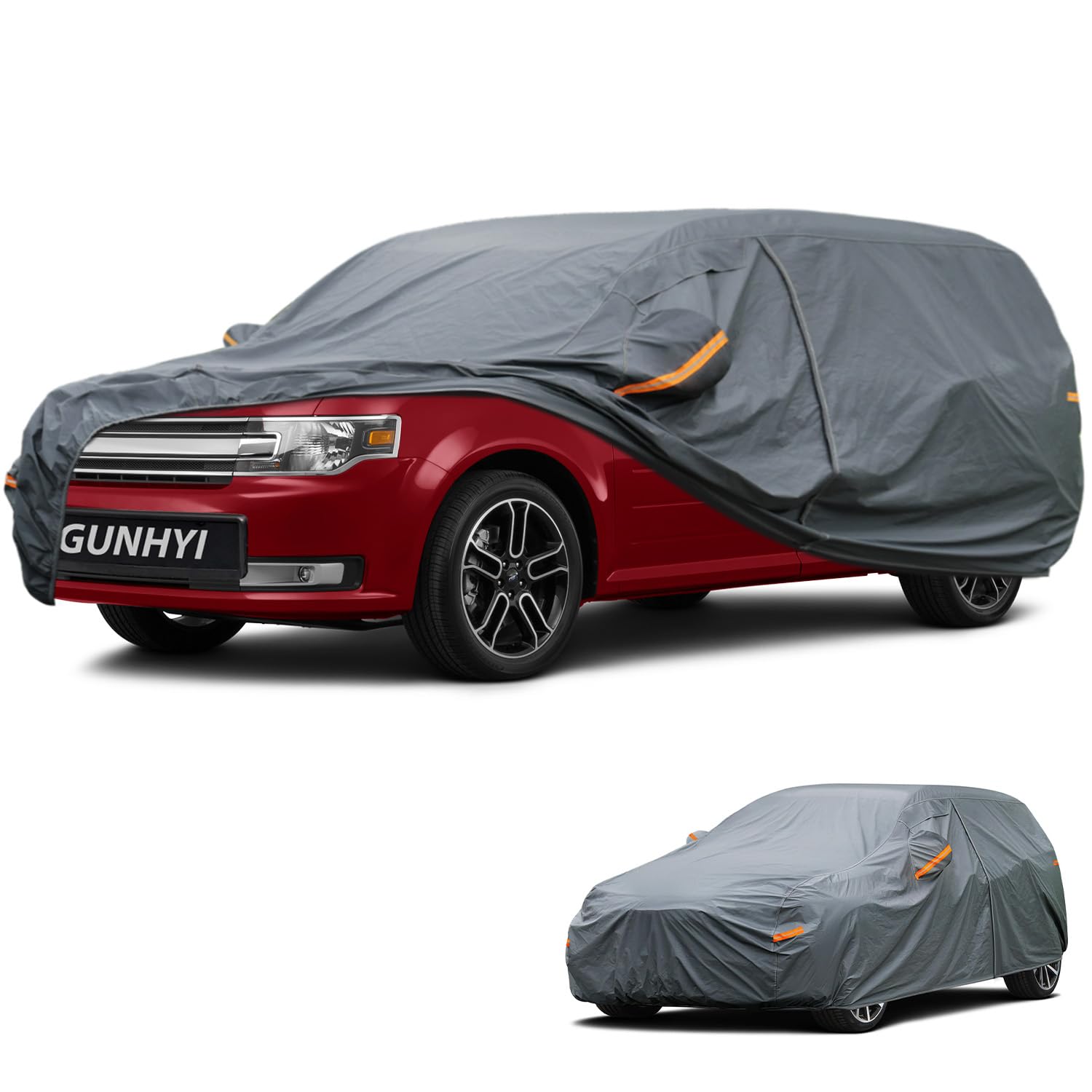 GUNHYI Premium Car Cover Custom Fit Ford Flex, 16 Layers Heavy Duty Car Cover Waterproof All Weather with Zipper Door for Sun Rain Snow Dust Uv Protection