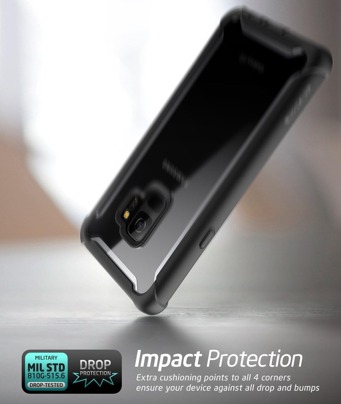 i-Blason Case for Galaxy S9 2018 Release, Ares Full-body Rugged Clear Bumper Case with Built-in Screen Protector (Black)
