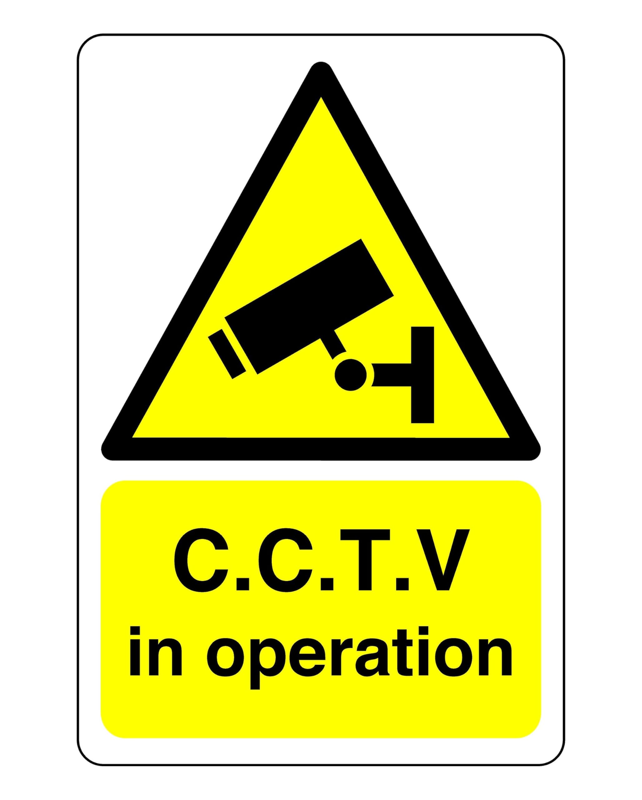 Safety First Display LTD CCTV in operation sign - 3mm Aluminum Dibond for indoor/outdoor usage (400mm x 300mm) 14m Viewing Distance.