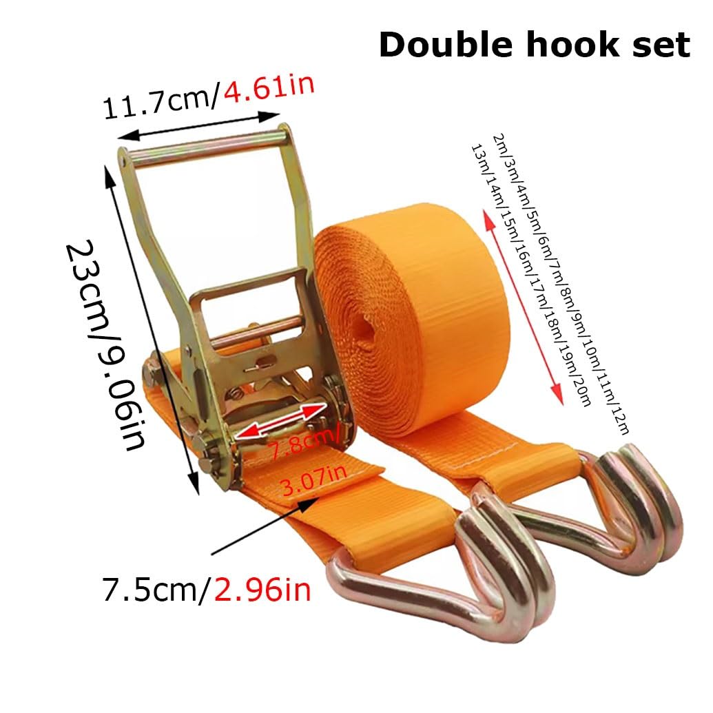 2 Set Di Cinghie A Cricchetto Resistenti, Cinghia A Cricchetto Con Cinghia Di Ancoraggio Regolabile, Cinghia Con Gancio Per Rimorchio Camion, Capacità Di Carico Resistente(L 6m/236.2in)