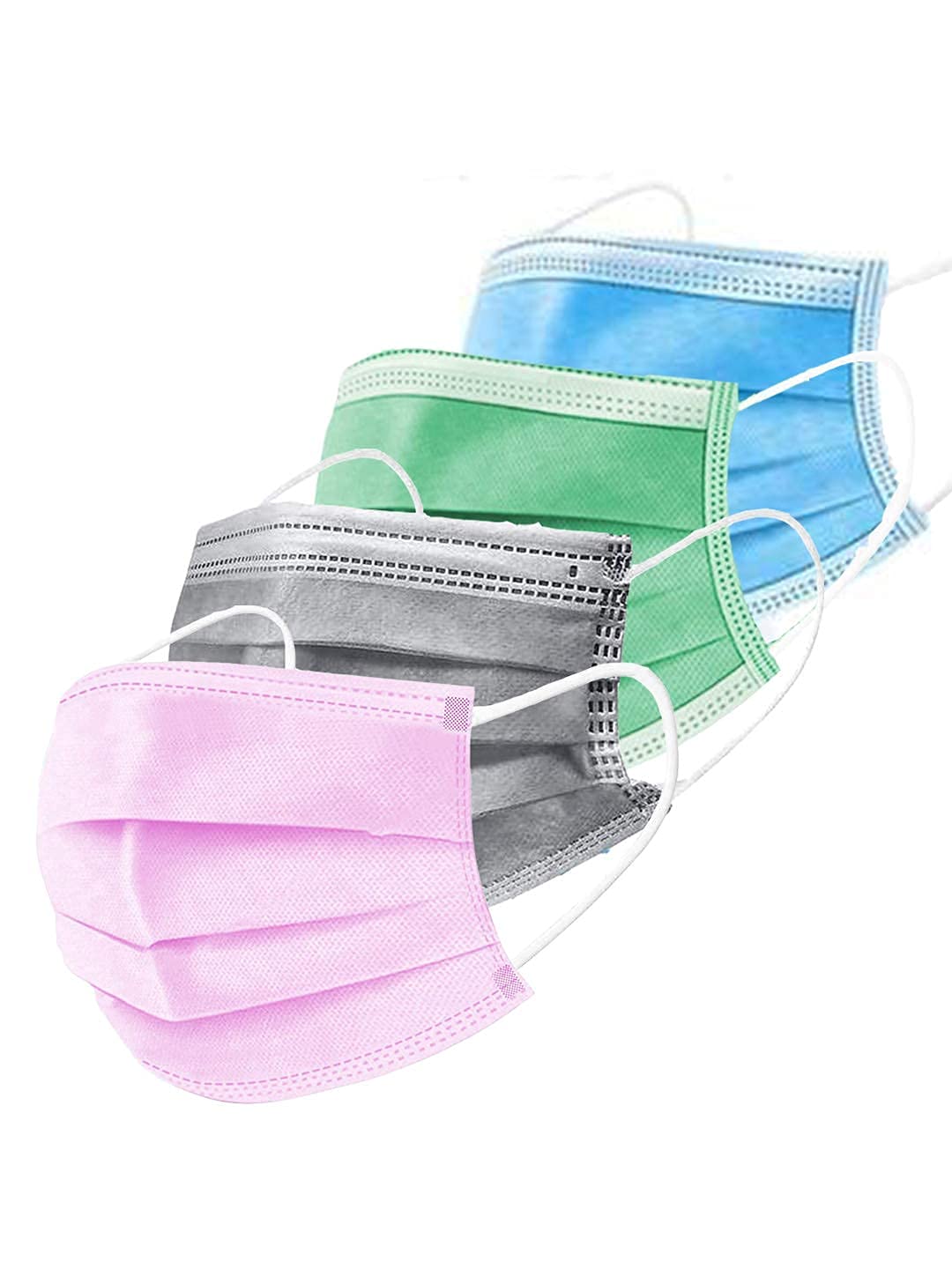 WELLSTAR 100 Units Ultrasonic Disposable Breathable Pollution Face Mask with 3 Layer; (4 Different Color Each Color of 25 Free Size piece, Pack of 100, 3 Ply) (B09GFGQRFC) Amazon Price History, Amazon Price Tracker