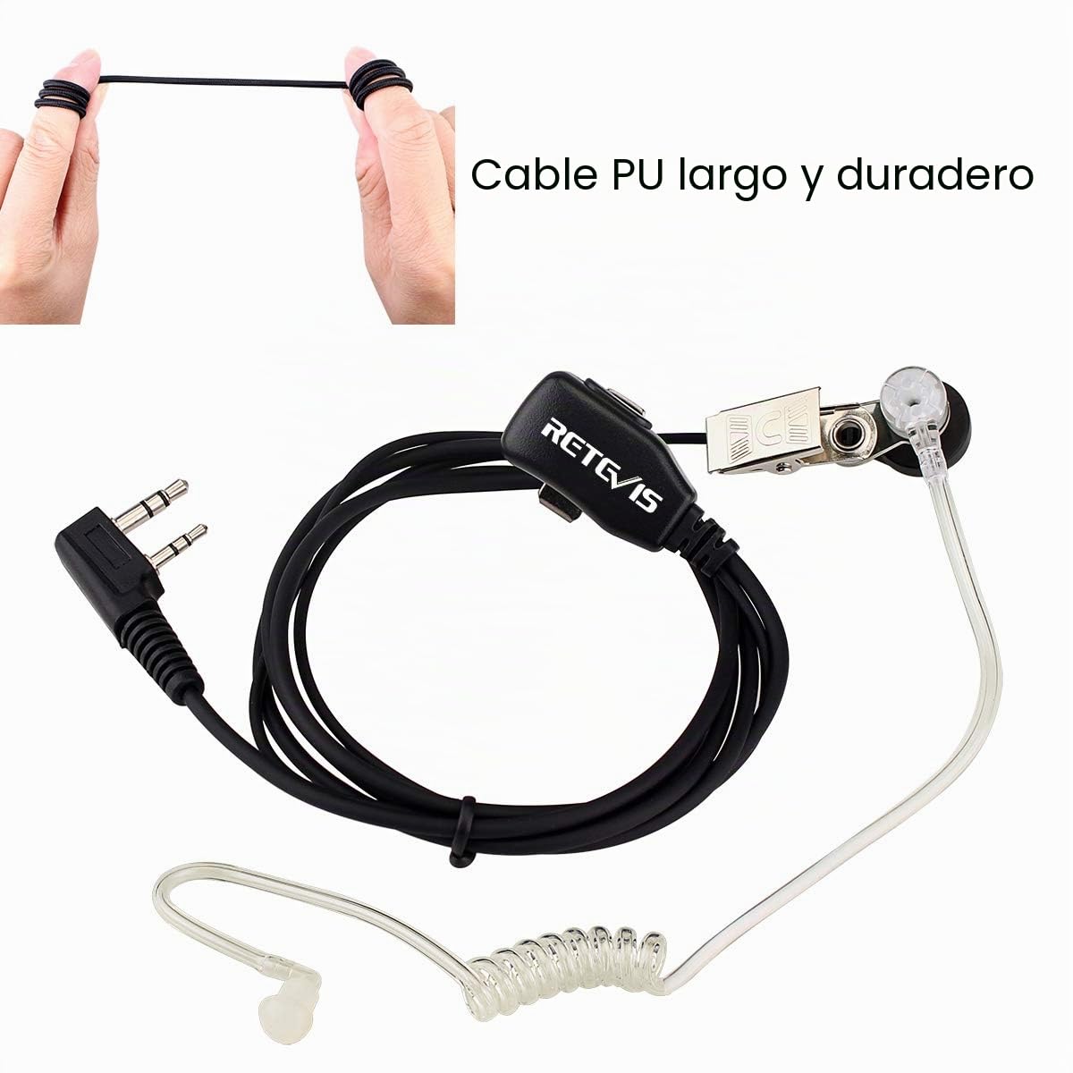 Retevis Walkie Talkie Auriculars 2 Pines Pinganillo Transparente Tubo Acústico Compatible con Walkie Talkie RT24 RT622 RT27 RT617 RT618 RT619 Baofeng BF-888S Kenwood (20 Pacs)