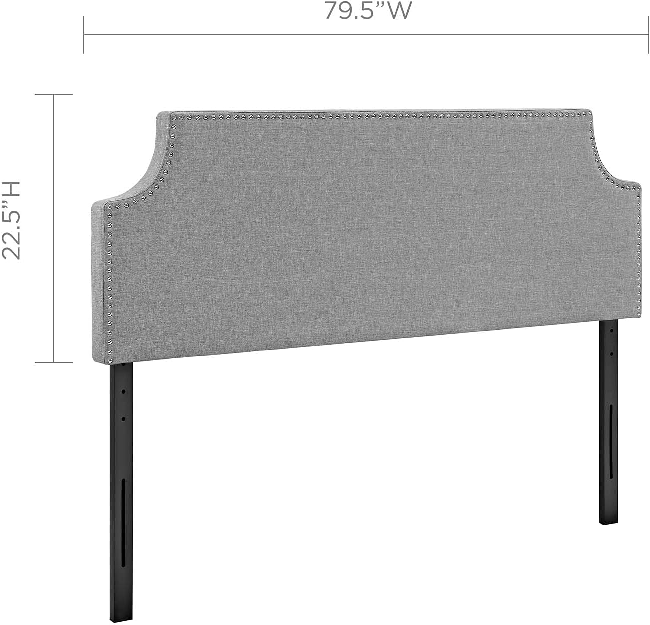 Modway Laura Linen Fabric Upholstered King Size Headboard with Nailhead Trim in Gray