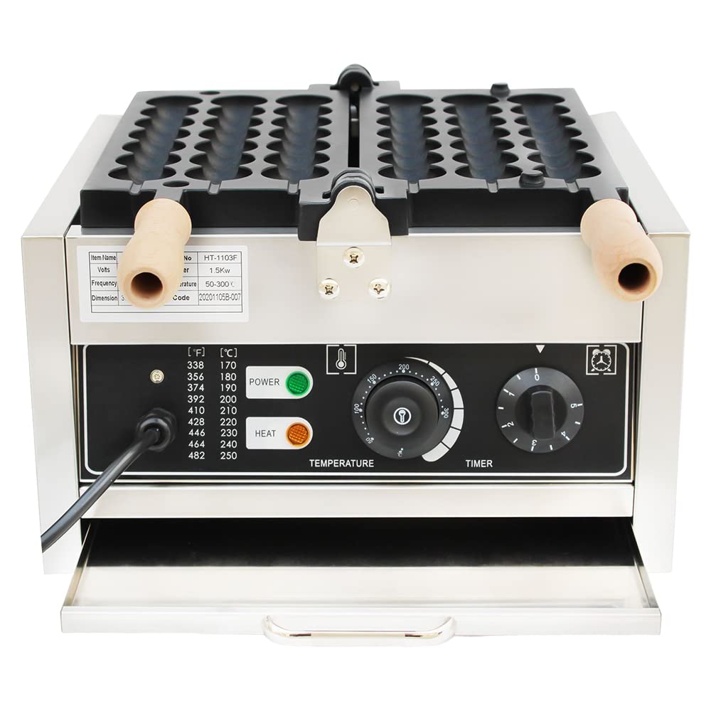DYRABREST 1500W Commercial Nonstick Waffle Maker, 110V Electric Waffle Bites Maker Bubble Waffle Ball Machine, Skewer Waffle Making Machine with Temperature Control for Restaurant Snack Shop