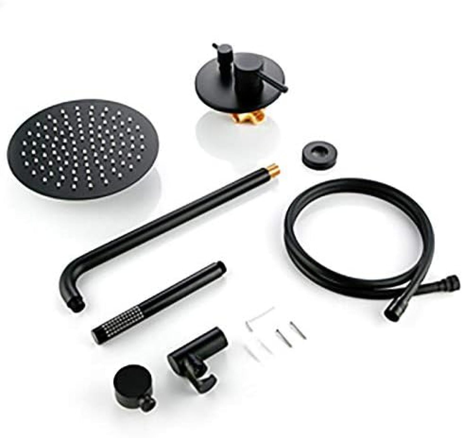 Soffione Doccia a Parete in Ottone Nero Set Doccia Miscelatore Rubinetto Bagno Set doccetta