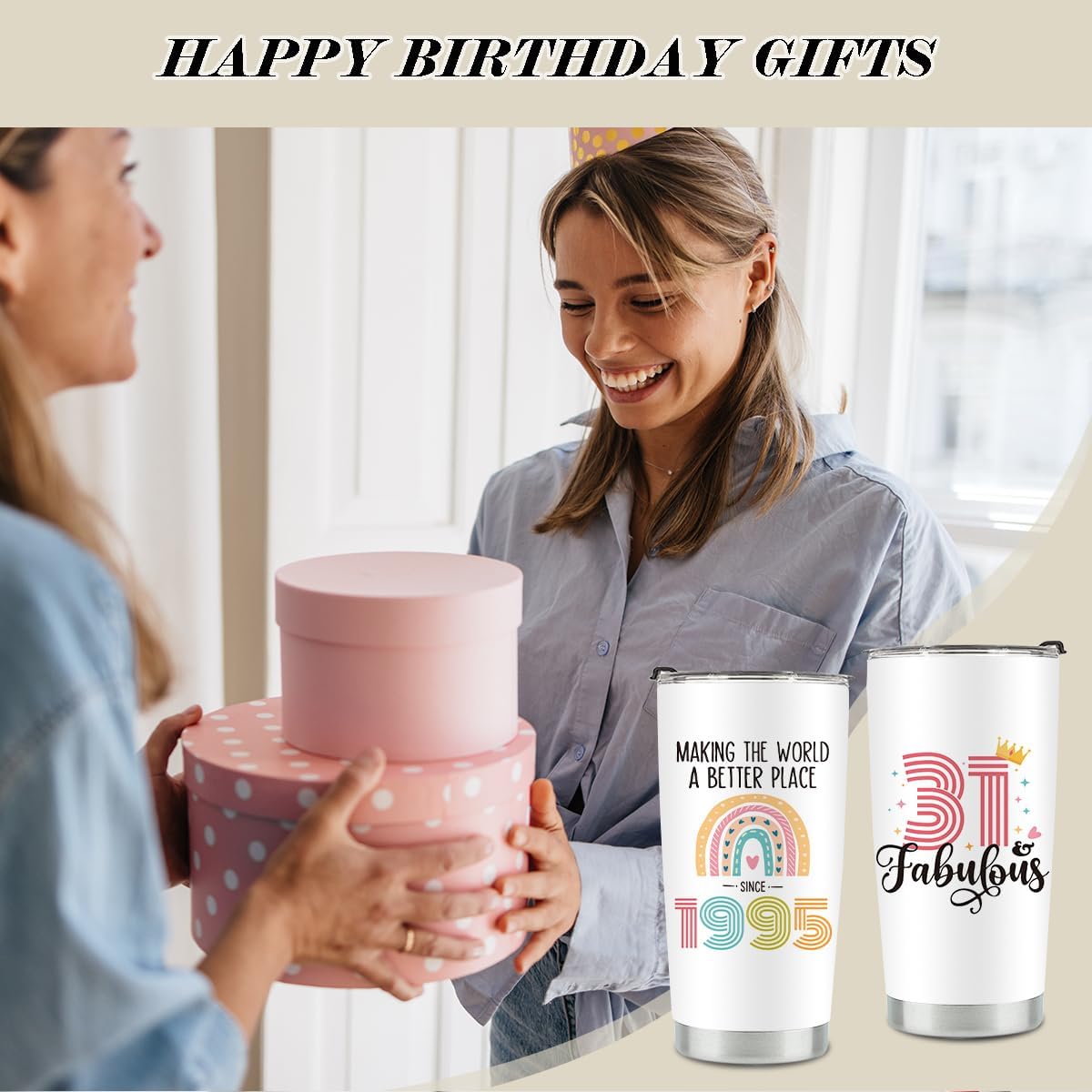 31st Birthday Gifts for Women Her, 1995 31st Birthday Decorations for Woman, 31 Year Old Gifts For Women, Mom, Wife, Sister, Friend, 20 oz Stainless Steel Vacuum Insulated Tumbler - Image 3