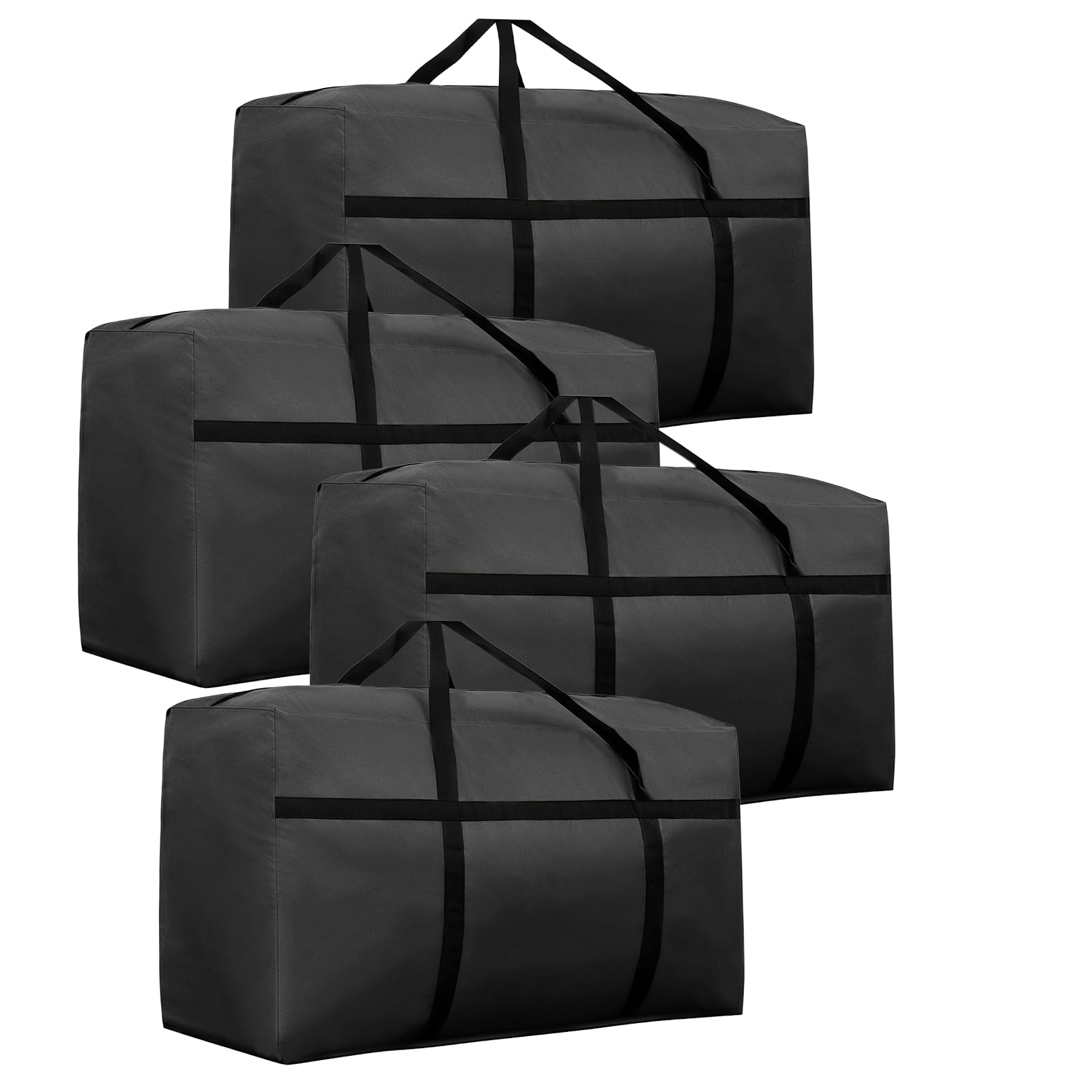 Resszo 4 Pack-Large Storage Bags Pack Of 4 160L Extra Large Heavy Duty Storage Boxes With Lids For Moving Large Clothes Storage Bags Boxes With Zip Handles Strong 600D Oxford Fabric, Waterproof Underbed Laundry Bag