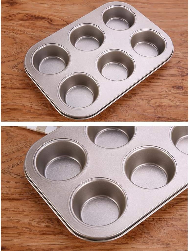 Bakeware, 6 Holes Round Muffin Cakes Egg Tart Pudding Baking Dish Oven Home Not Sticky Easy Release