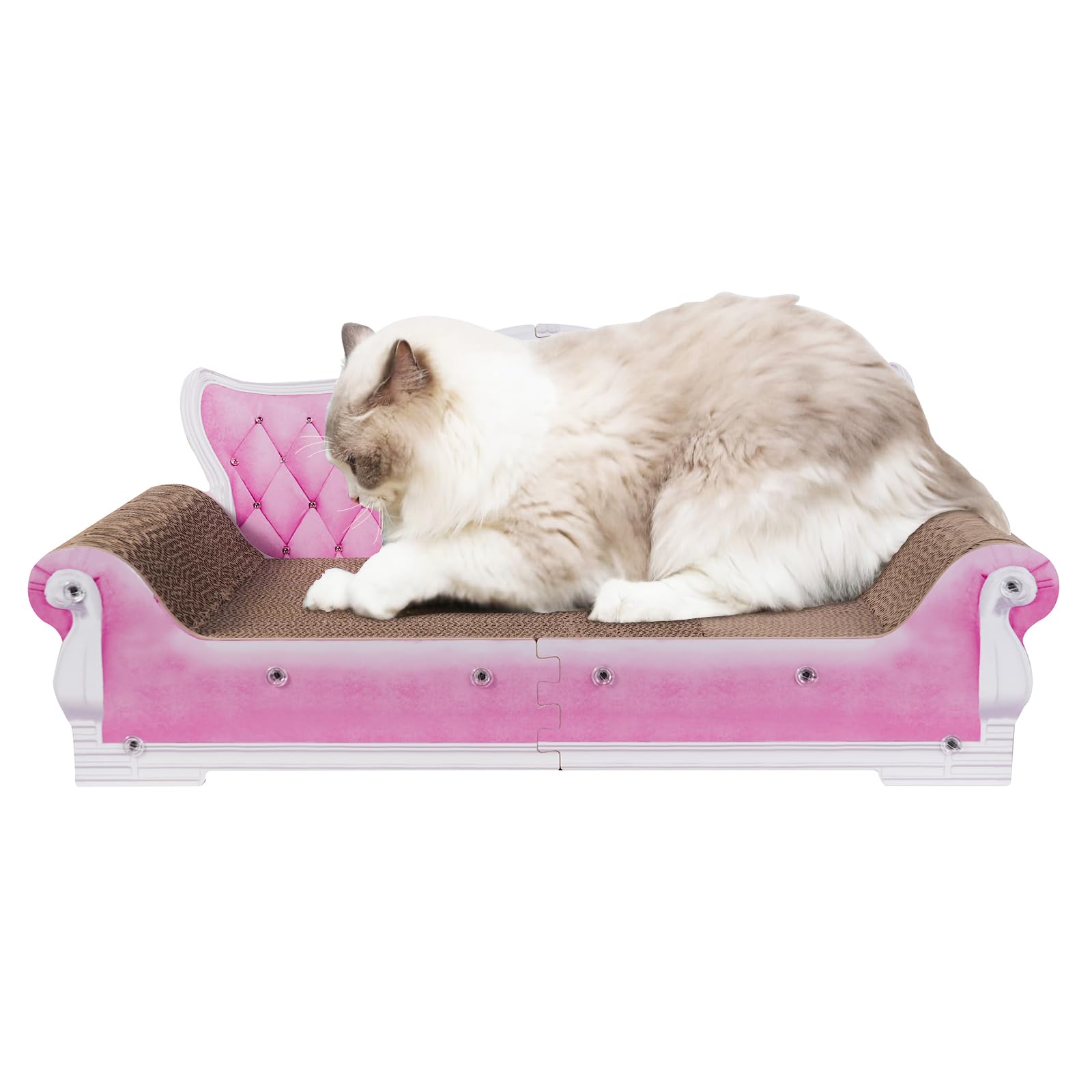 Kidding Pets Cat Sofa Shape Scratch Pad for Large Medium Small Indoor Cats,Larger-Sized Recyclable Reversible Cardboard Cat Couch for Resting Claw