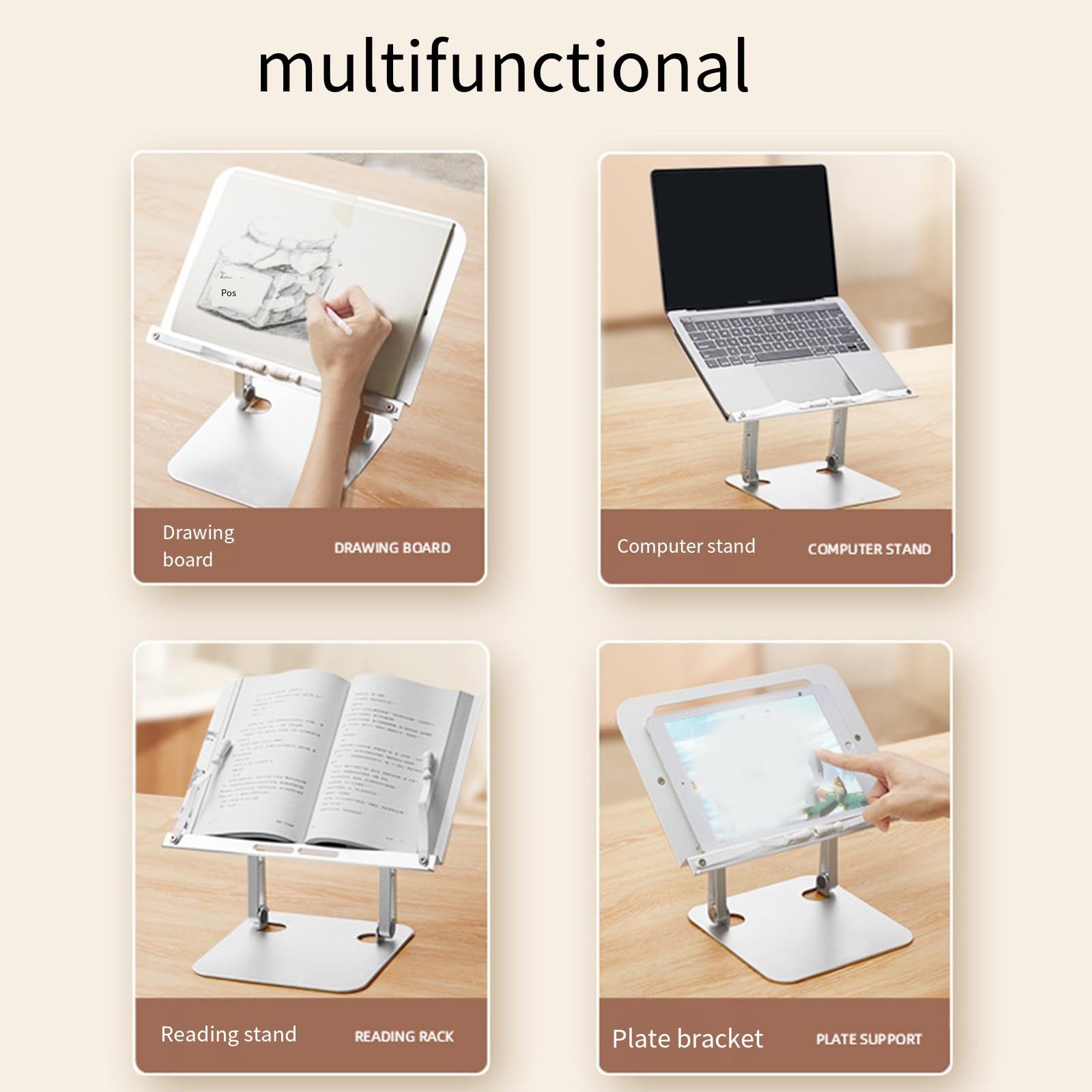 Supporto per laptop ergonomico pieghevole in alluminio per desktop Riser regolabili Supporto portatile Fit 10 17 pollici Portatili Argento Pieghevole Notebook Holder