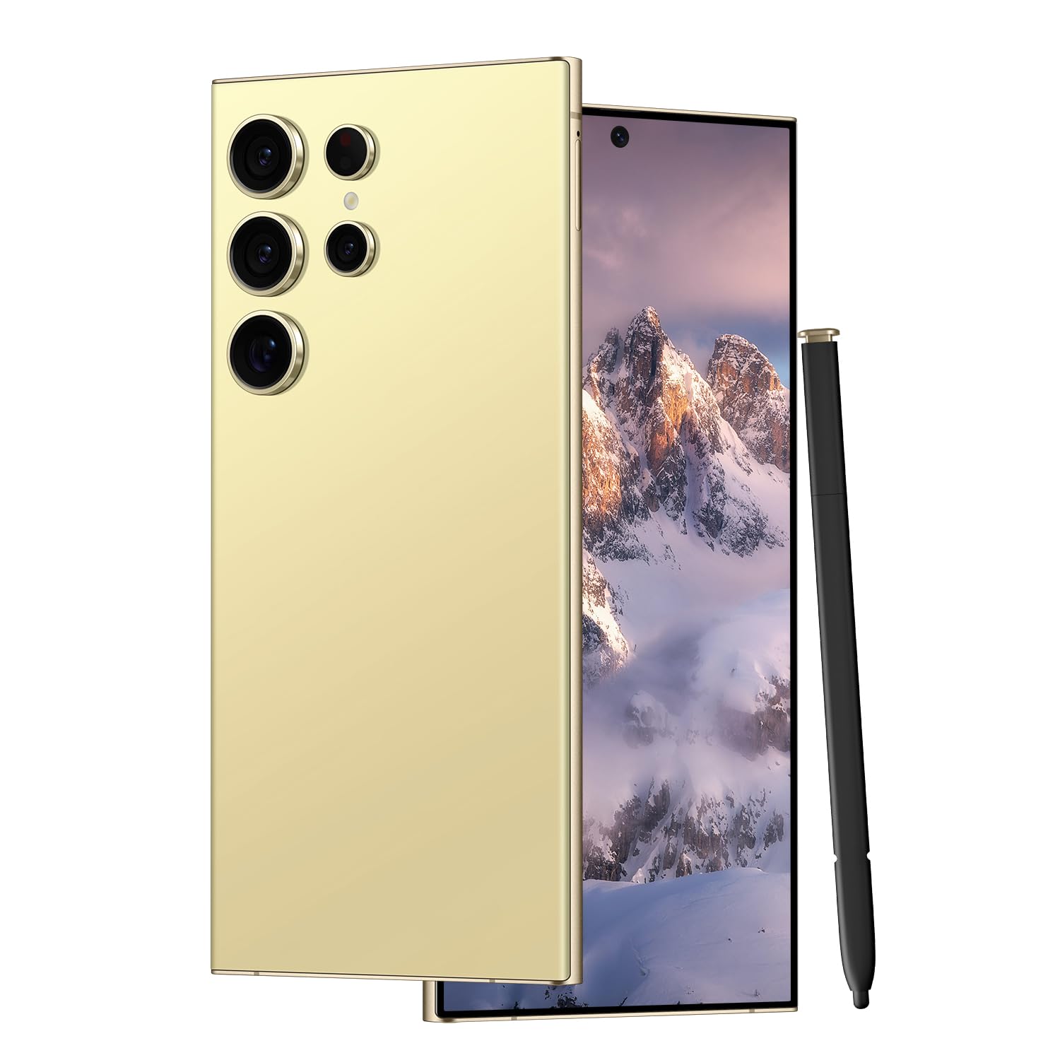 Unlocked Cell Phones C24 Ultra Smartphone Android 13 Phones 8GB+256GB/6.8" HD Screen/Dual SIM/108MP+48MP Camera/6800 mAh/Built-in Pen (Lemon)