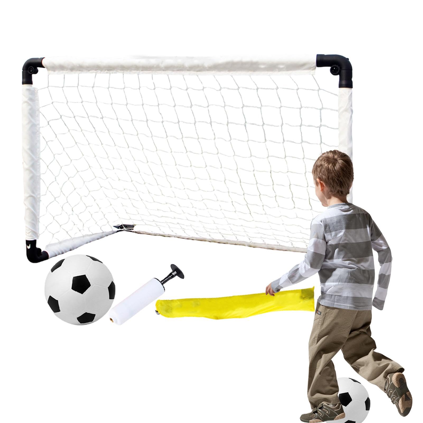 Porta da calcio per bambini, pompa per palloni, calcio, graziosa porta da calcio per giovani, rete per pratica, borsa per il trasporto, attrezzatura da gioco portatile per bambini all'aperto per