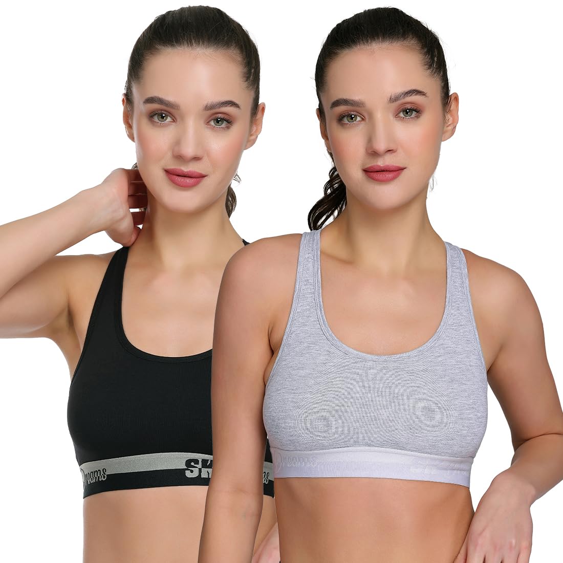 Cotton Spandex Everyday Wireless & Non Padded Seamless Racer Back Sports Shaper Bra for Women | Soft Cup & Full Coverage Easy to Slip On Sports Bra-image-11