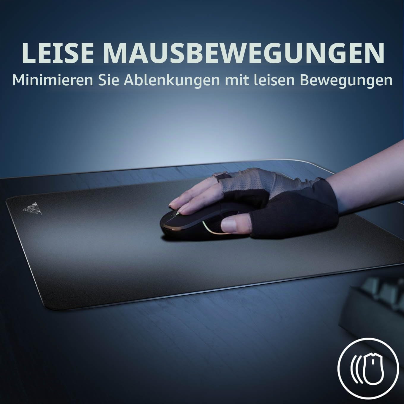 Glas Mauspad Gaming,450 * 400mm XL Mouse pad Gaming-Ultraglatte Oberfläche, geräuschminderndes Design, stoß- und Kratzfest-Schwarz