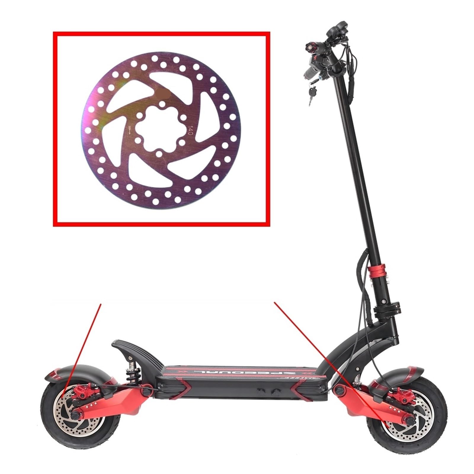 Rotore Freno a Disco Universale aggiornato da 140 mm Compatibile con Zero 10X 10 DUALTRON KAABO Mantis Ox Scooter Elettrico Freno Rinforzato(1 Piece)