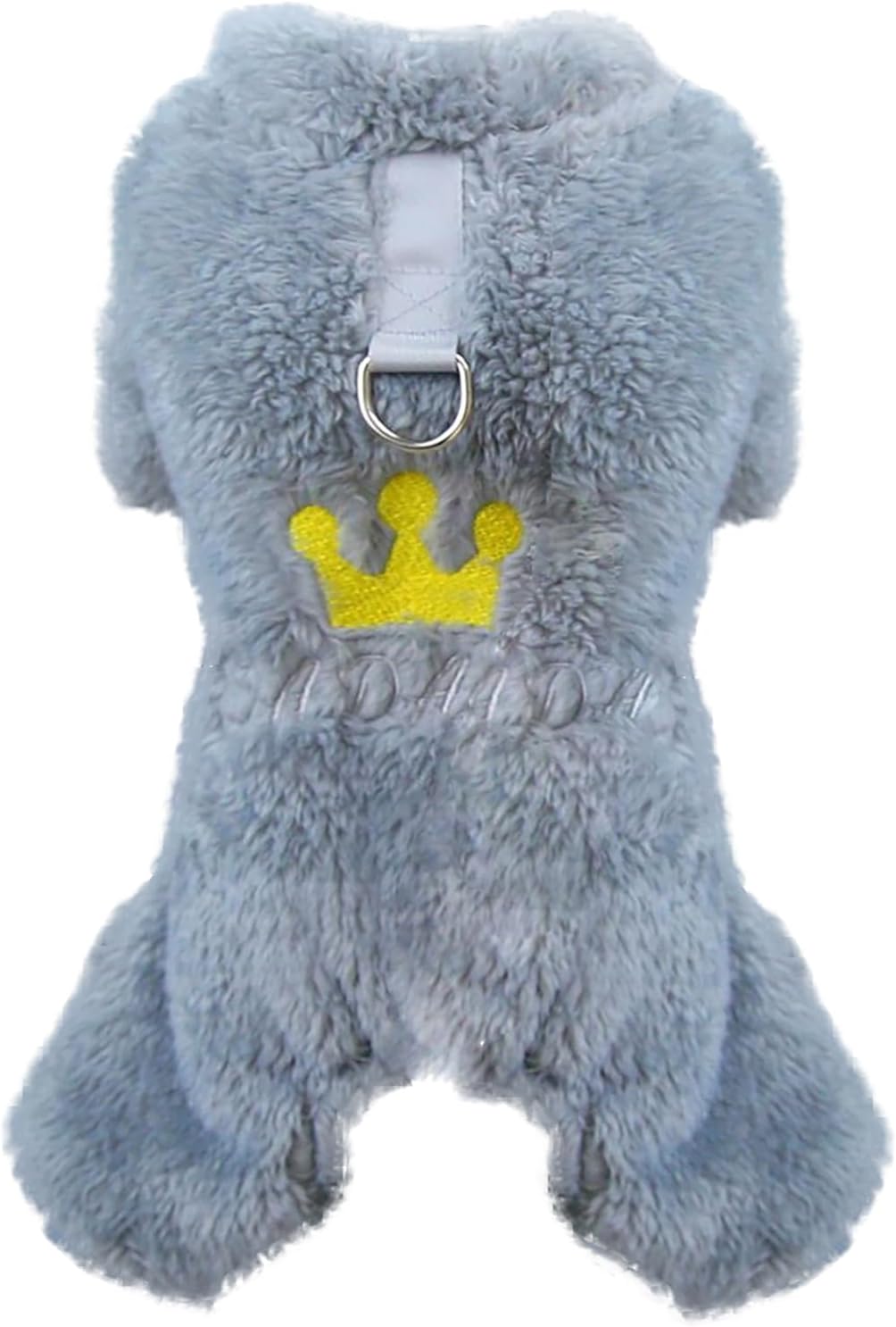 Izefia Dog Sweater Clothes Fleece Woolen Winter Warm Sweat Shirt 4 Legs Jumpsuit Pajamas Crown Princess Sweater for Small Dog Medium Cat Grey S