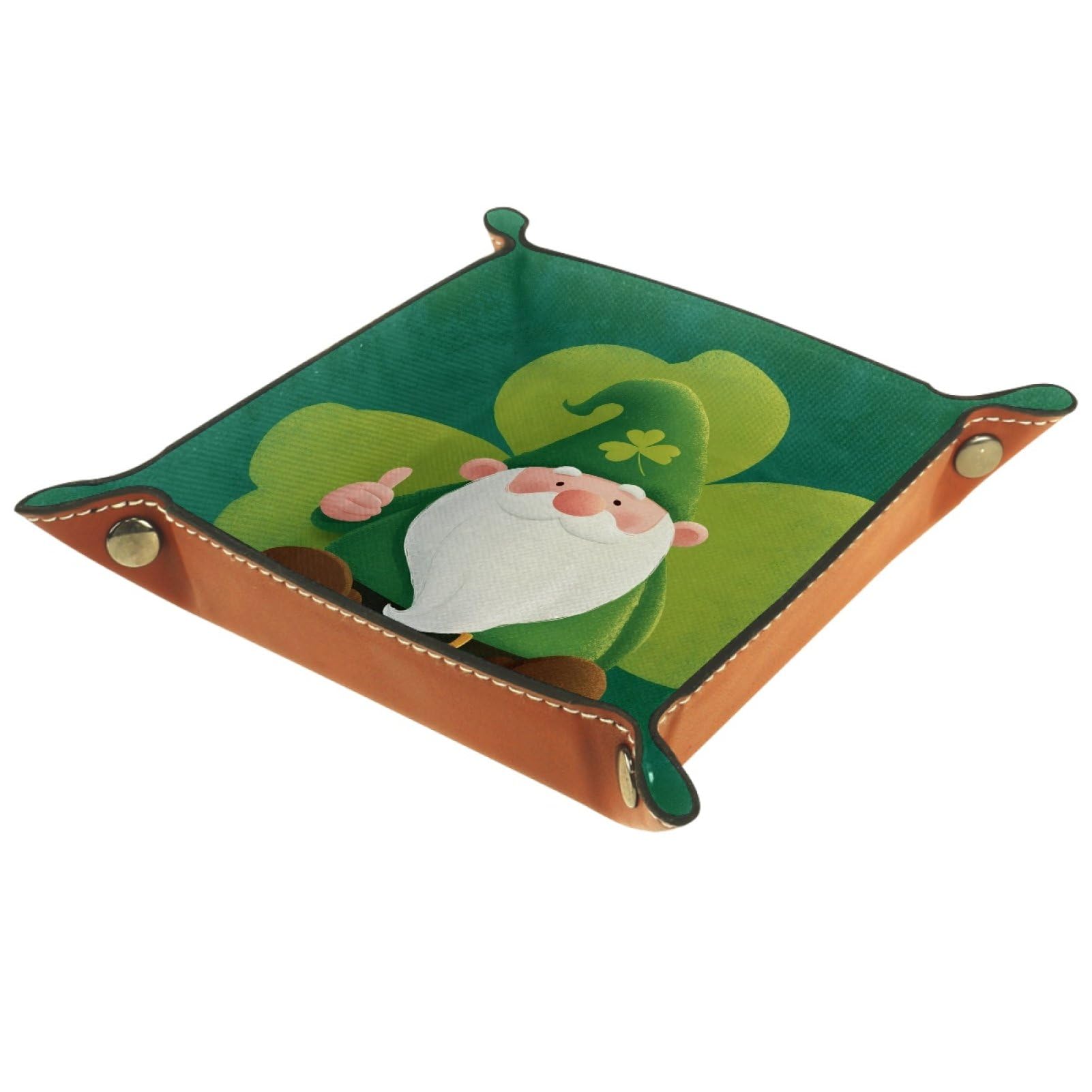 VAPOKF Cute Gnome Dice Tray, Folding Microfiber Leather Dice Holder for Dungeons and Dragons RPG Dice Gaming D&D and Other Table Games