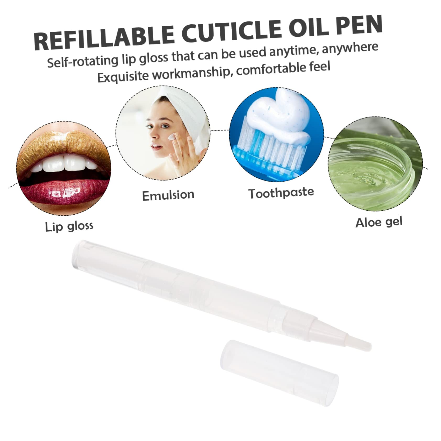 2 Set Penne Applicatrici Per Cuticole Penne Trasparenti E Portatili Per Lucidalabbra Per Gloss E Trattamenti Nutrienti Per Unghie 6 Pezzi*2