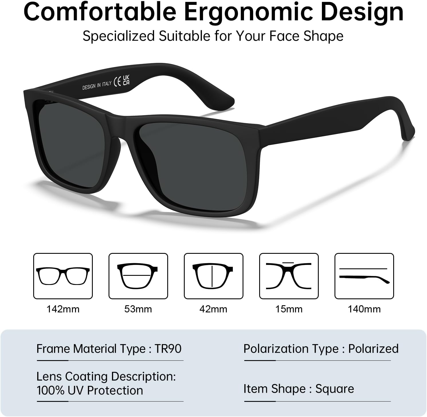 STGATN Polarized Mens Sunglasses, 2 Packs, No Slip Matte TR90 Frame, UV Protection ST065