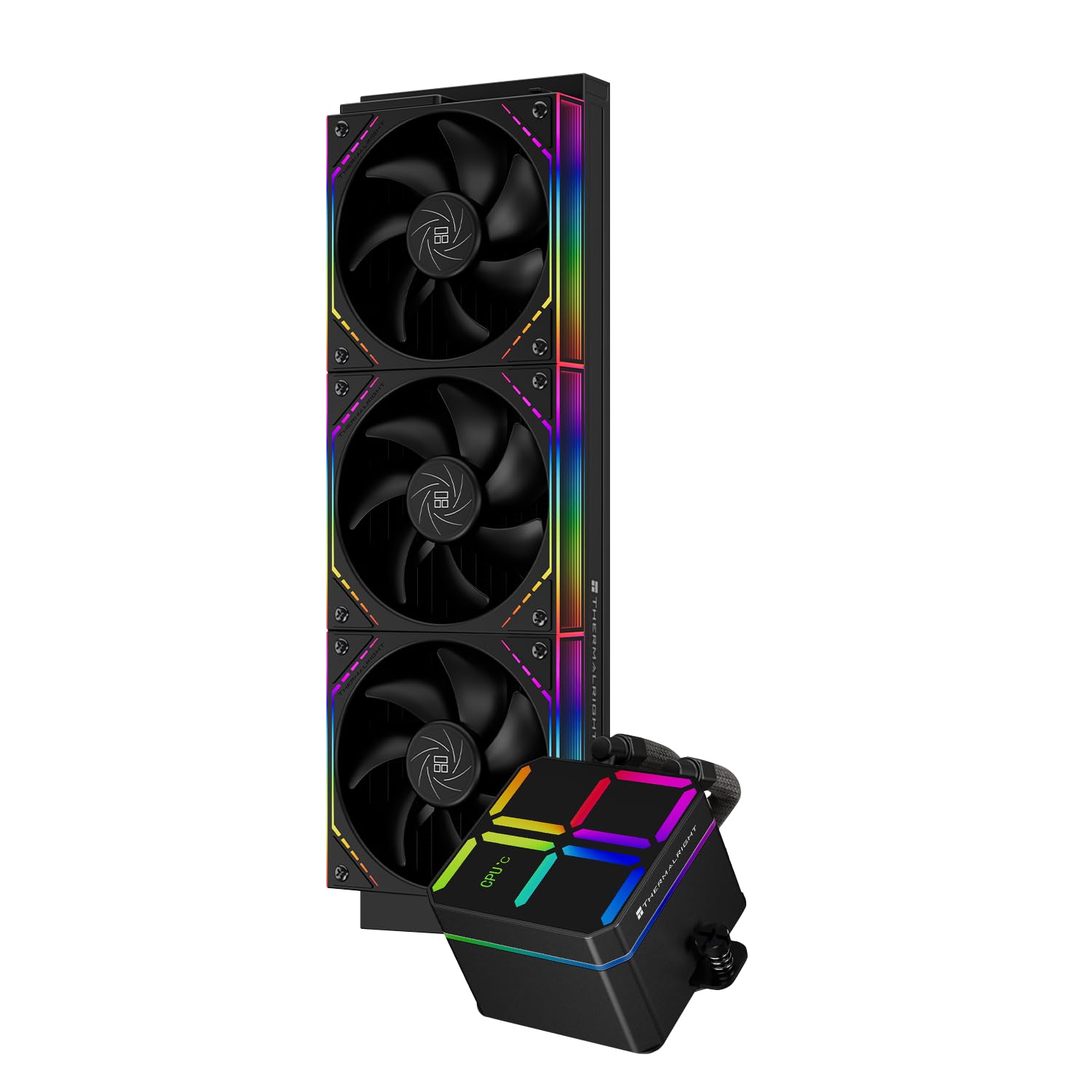TR Magic Qube 360 ARGB Black Liquid CPU Cooler, Building Block Fan with 2000RPM, for AM4/AM5, Intel LGA1150/1151/1200/1700/1851, Temperature Controlled Color Changing Digital Screen