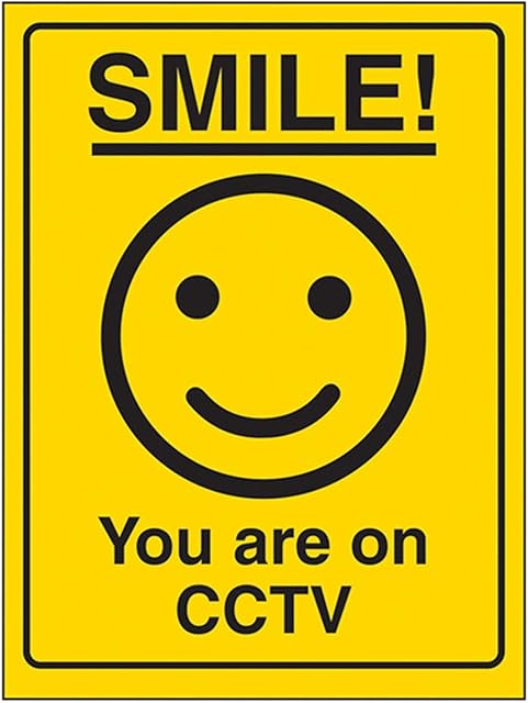 VSafety Smiley Face You are on CCTV Sign - 100mm x 150mm - Self Adhesive Vinyl