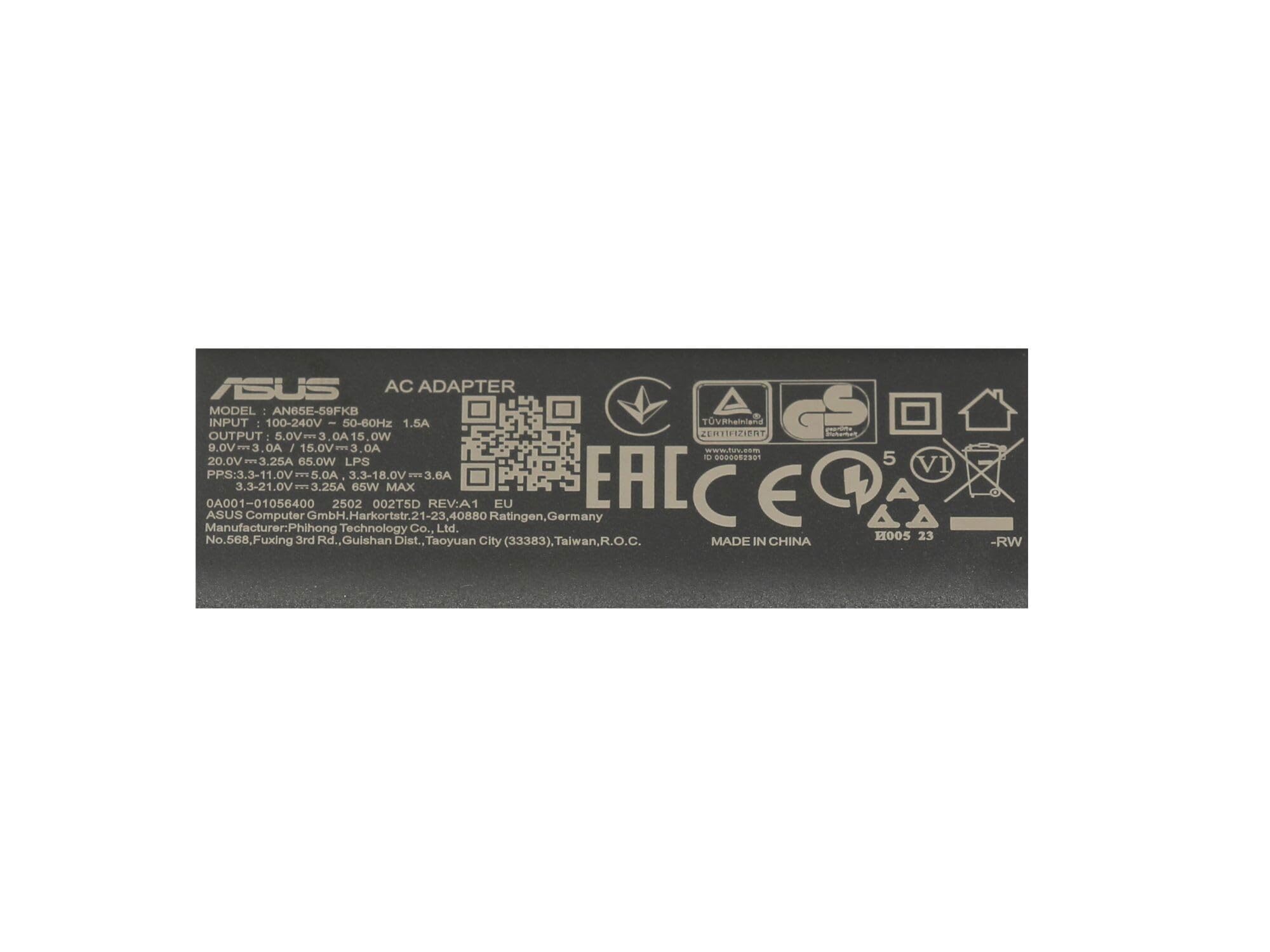 Asus ADP-65VW C Original USB-C Netzteil 65,0 Watt EU Wallplug