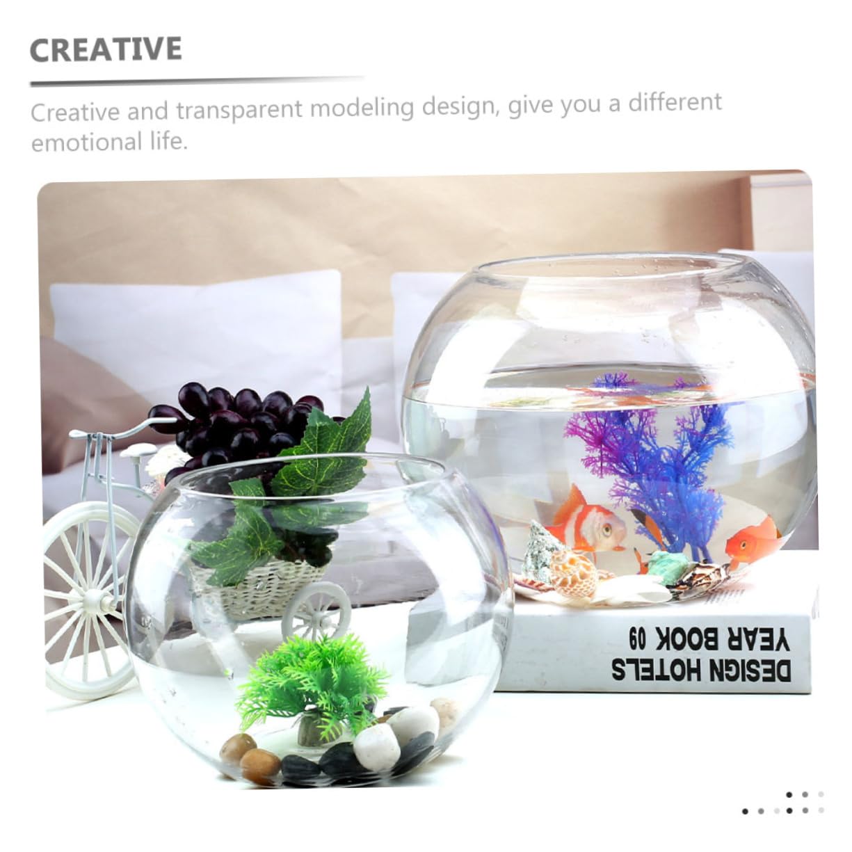 GLEAVI Vasca Per Pesci Trasparente Acquario Multifunzione Per Pesci e Betta Decorazione Da Ufficio e Casa Materiale Spesso Resistente e Facile Da Riporre Design Moderno Adatto Qualsiasi
