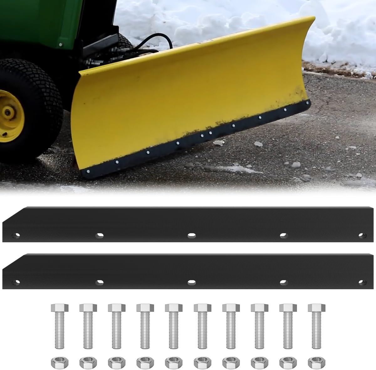 1/2" Poly Cutting Edge Scraper Bar- Replacement for John Deere 54" Front Mount Snow Blade Plow, Replaces for M75679 Two-Part Assembly