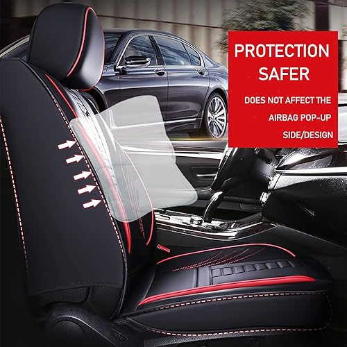 Miniatura 6 de Fundas de asiento delantero para Chevy Malibu 2004-2025, protección de banco frontal dividido 3D compatible con bolsa de aire lateral, línea negra y