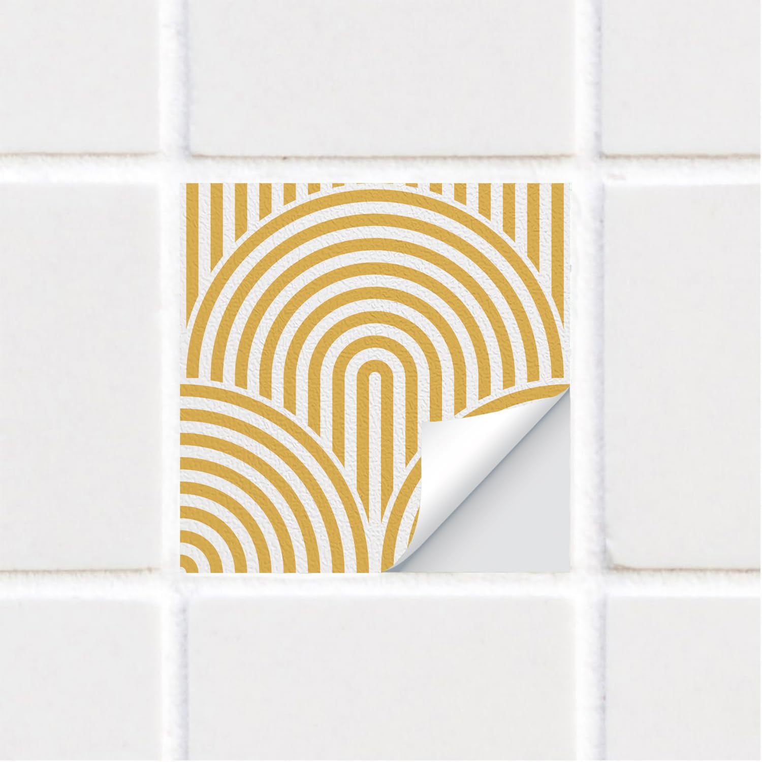funlife 25 PCS 15X15cm Self-Adhesive Tile Stickers, Textured Vinyl Stick on Tiles, Backsplash Wall Art Decal for Kitchen DIY Decoration, Bright Yellow Arches — image 1