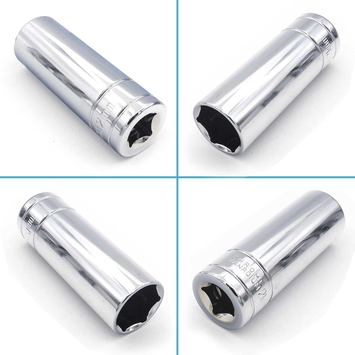 Juttzzei 21mm 6-Point Deep Socket, 1/2 Inch Drive, Chrome Vanadium Steel, Polished Finish, Secure Hexagonal Design, Anti-Rust - Image 3