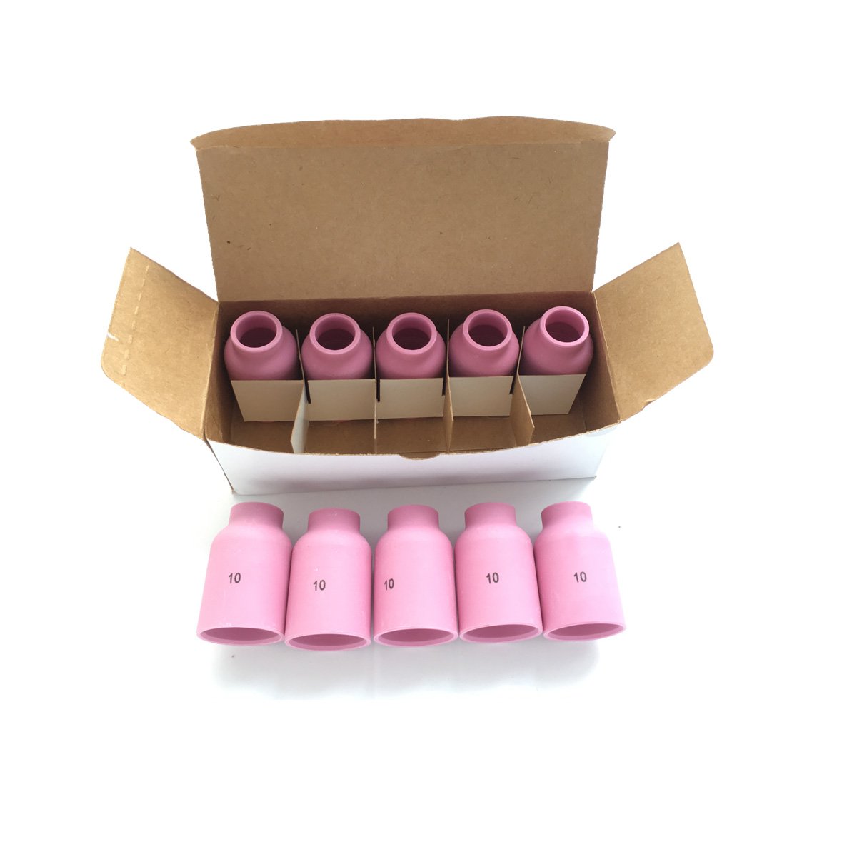 10Pcs TIG Welder Torch Accessories-Pink Large Gas Lens Cup Alumina Nozzle Shield (Size #10/53N88)