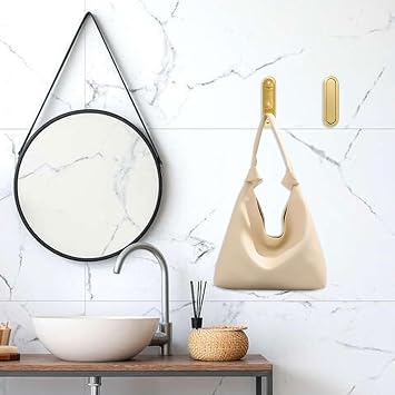 Mayoii 4pcs Foldable Wall Hooks, Flip Down Hook for Hanging Coats, Bags, Towels and Keys Anywhere on Your Home,Foldable Wall Hook Made of Zinc Alloy in Nordic Style (Gold,Silver)