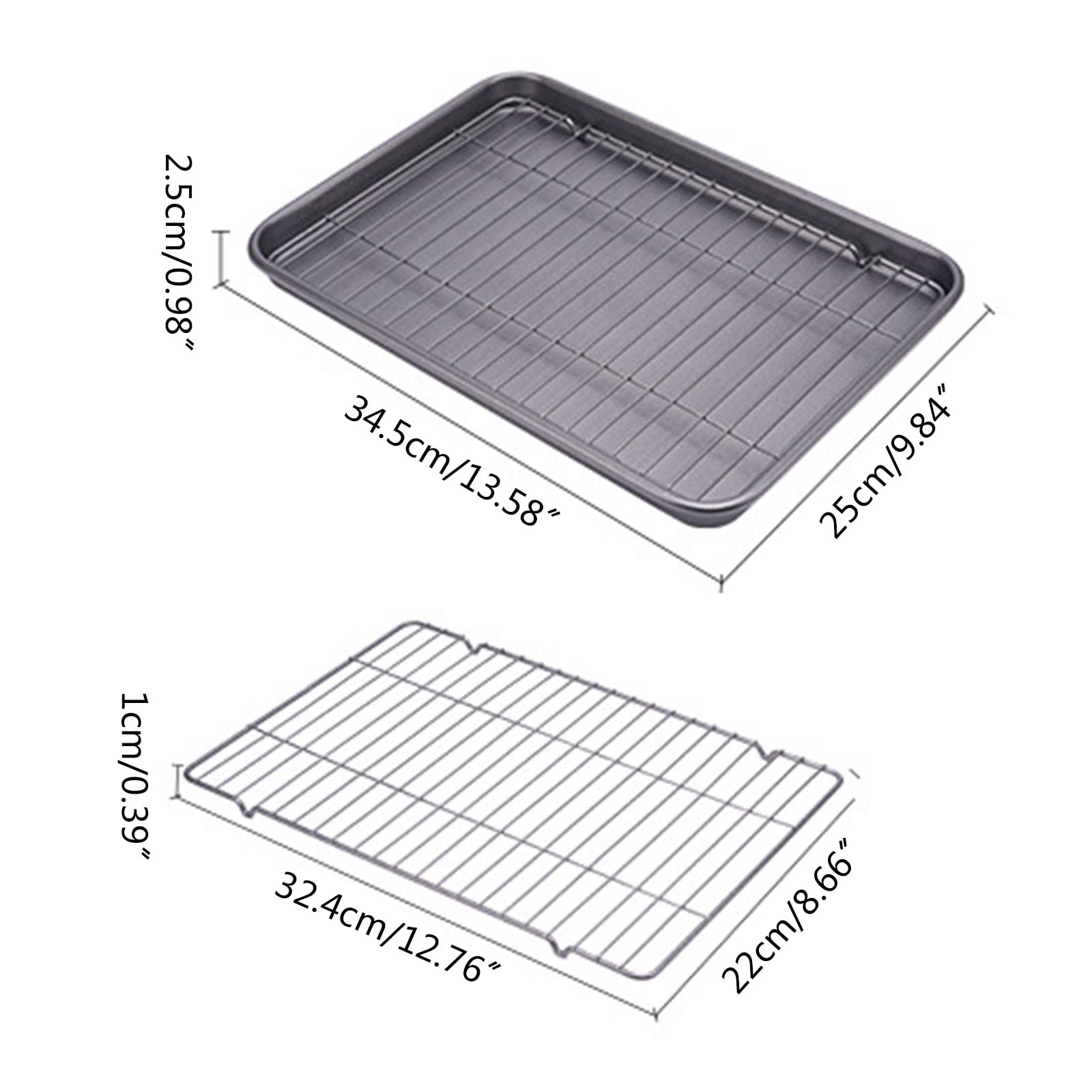 Juego de bandeja para hornear con estante de acero al carbono, bandeja para hornear con estante de refrigeración, no tóxico, resistente y fácil de limpiar