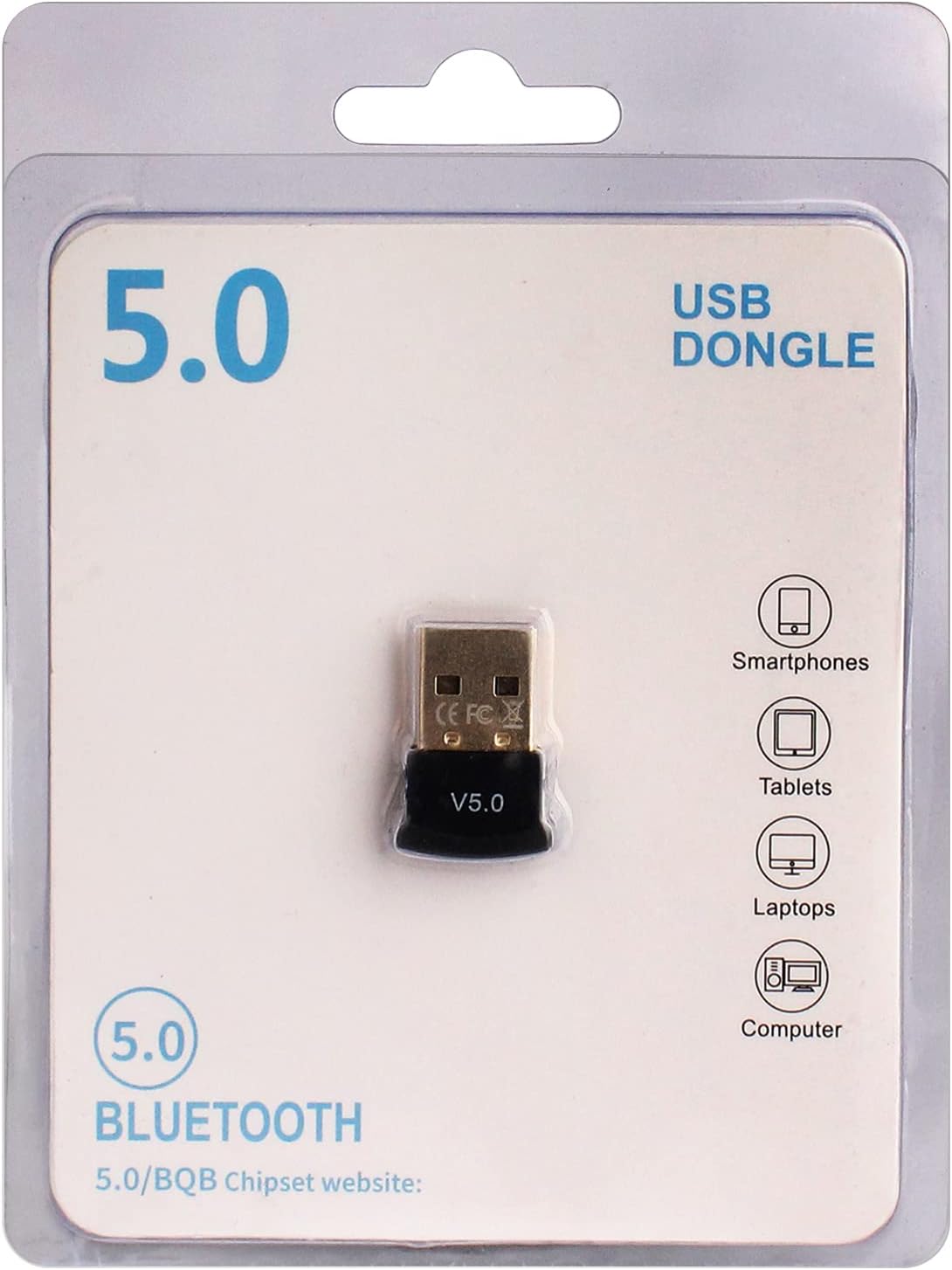 Careflection || Ultra-Mini Bluetooth CSR 5.0 USB Dongle Adapter for Windows Computer (Black:Golden)
