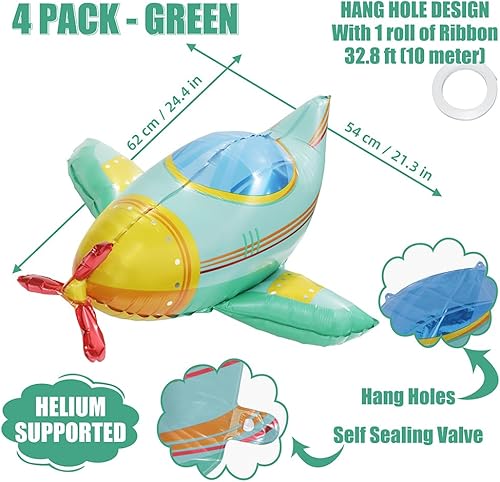 Miniatura 4 de Globos de helio de avión de transporte de dibujos animados 4D de 24 pulgadas, globos de helio para niños y niñas, suministros de fiesta, decoración