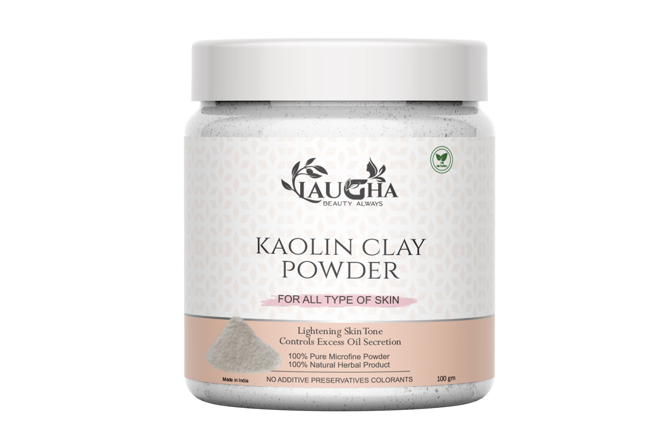 Laugha Kaolin Clay Powder For Whitening & Brighting & Flow Less Clear Skin-Face Pack (Skin & Face Care For Men & Women 100 gm (Pack of 1 Jar 100 gm)