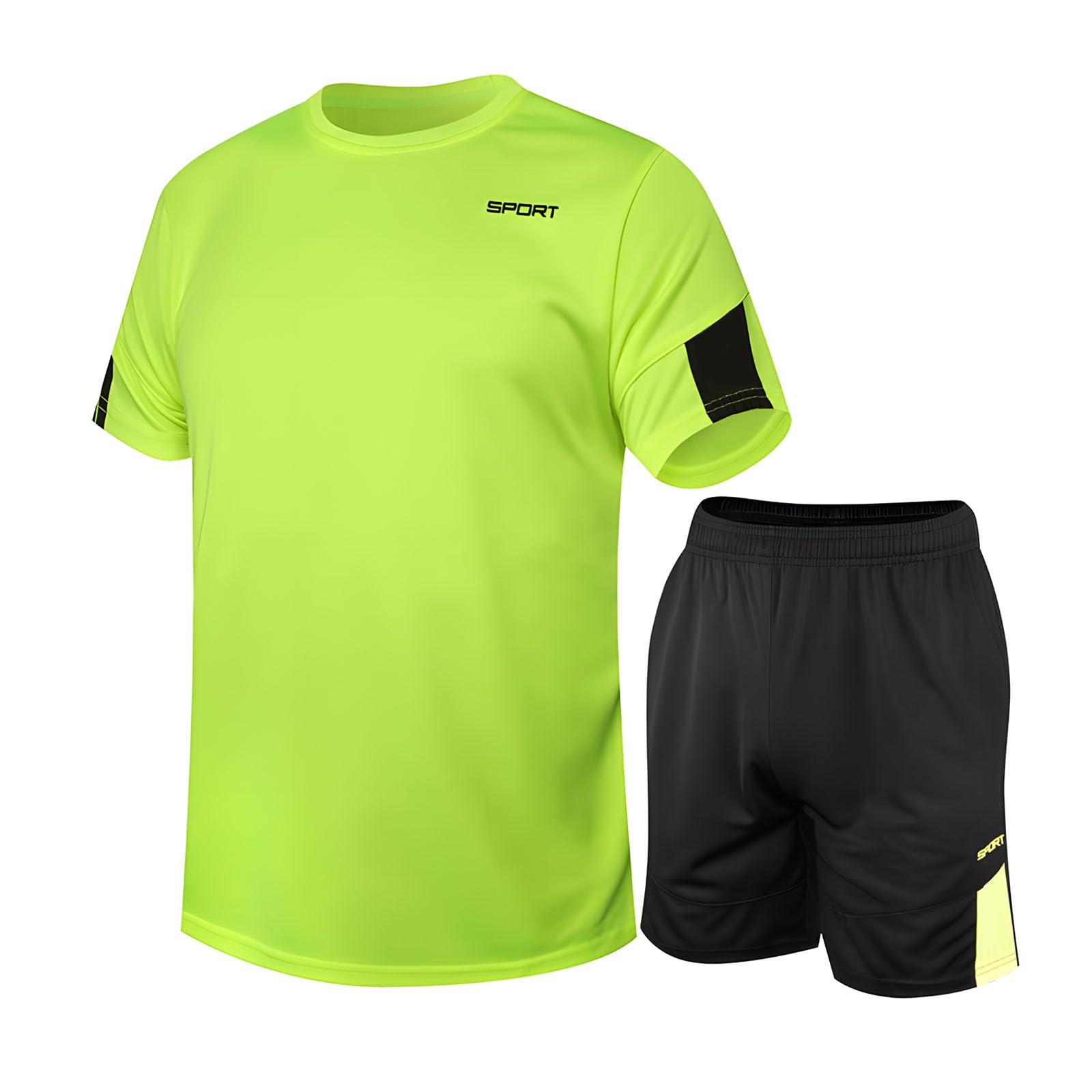 Fiohiros Fußballtrikot Kinder Set Sport, Schnell Trocknende Sportsachen Trikot für Kinder, Fussball Trikot Set Trainingsanzug Shorts und T-Shirt (Grün, 6-7 Jahre)