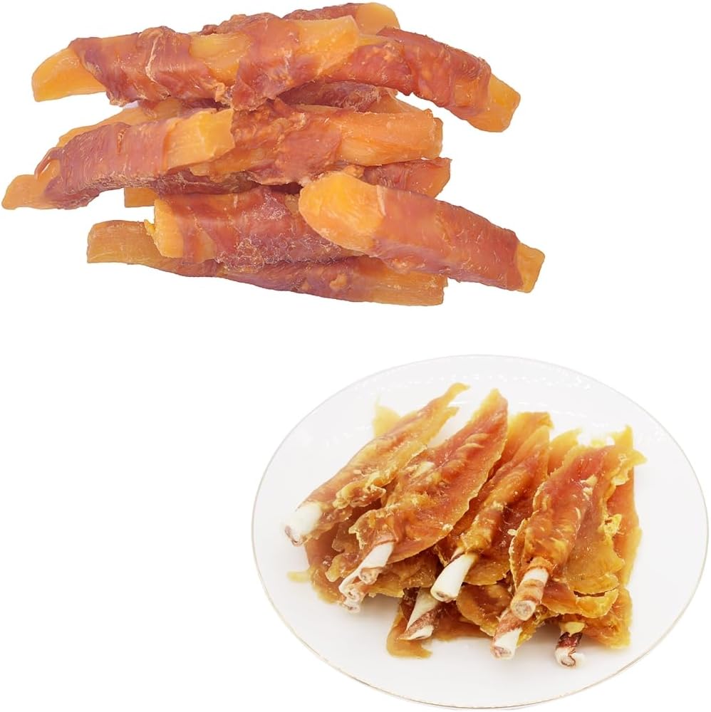 Dog Treats Chicken Wrapped Sweet Potato and Chicken Jerky with Twist Rawhide Sticks Training Snacks Dog Chews Treats